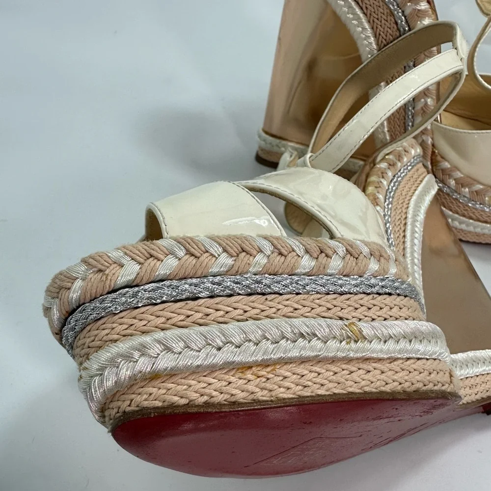 Christian Louboutin Marina Liege 140mm Espadrille Wedge sandals size 11